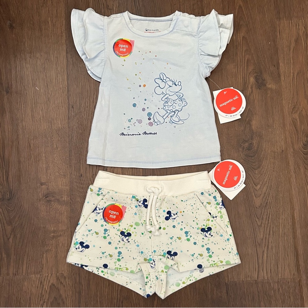 Magnetic Me Disney Mickey Splatter Minnie Top and Shorts Set 2T